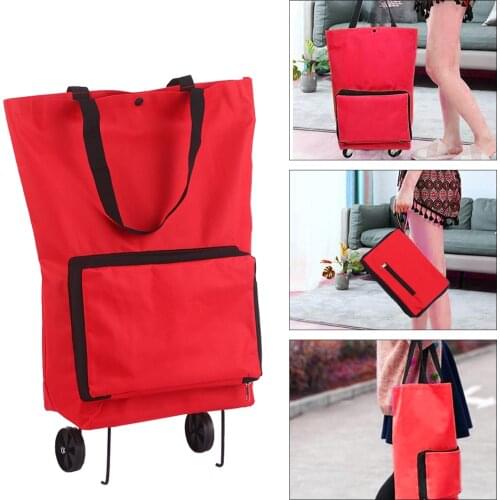 Folding Shopping Pull Cart Trolley Bag With Wheels Reusable Grocery Bags Food Organizer Vegetables Bag Large Capacity
