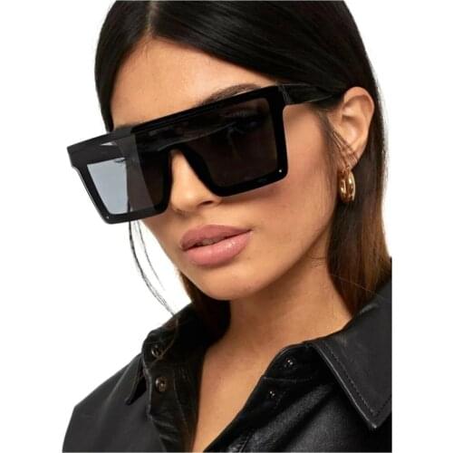 Unisex Rectangle Sunglasses Eyeglasses 6812 Flat Top Big Black