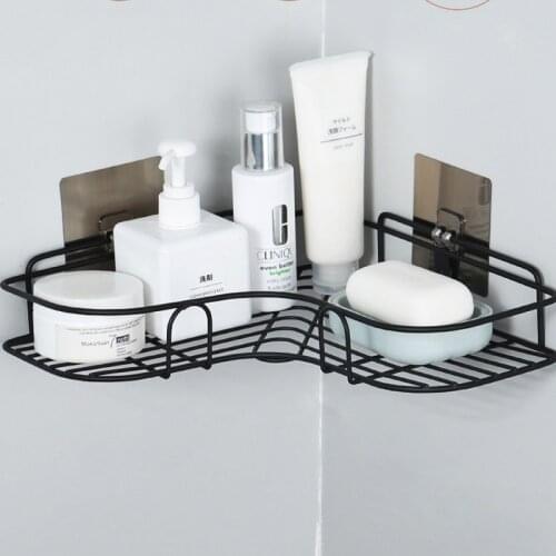 Traceless Corner Storage Rack Nail-free Shower Shelf Organizer for Kitchen Bathroom Decoration