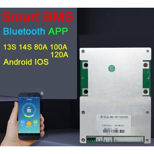 Smart BMS 14S 13S 80A 100A 120A li-ion Lithium Battery Protection Board Balance BMS management High Power Bluetooth APP control
