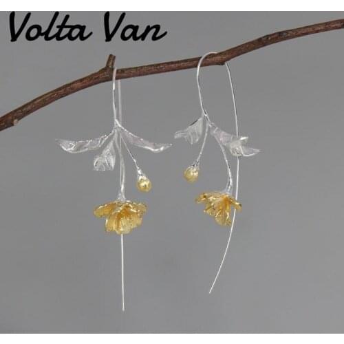 Volta Van Drop Earrings 925 Sterling Silver 2021 New Begonia Flowers Fine Jewelry Nature Style Elegant Beautiful Silver Earrings