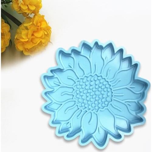 Handcraft Decoration Sunflower Coaster Epoxy Resin Mold Cup Mat Silicone Mould F3MF