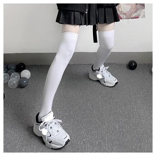 Calcetines de mujer Harajuku Stockings Cute Womens Knee High Velvet Solid Color Cute Soft Girl Students Show Thin Legs Stocking