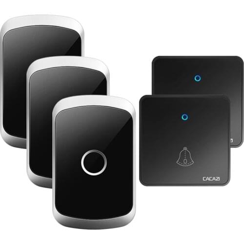 CACAZI Home Wireless Doorbell Waterproof Door Bell 2 Button Light 300M Remote 60 Ring CR2032 Battery Transmitter US EU UK Plug
