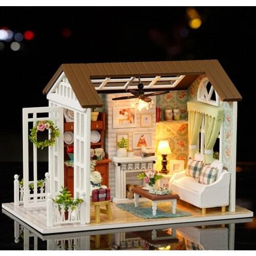 1:24 DIY Dollhouse with Furniture, 3D Diorama Wooden Concise Style Living Room Model