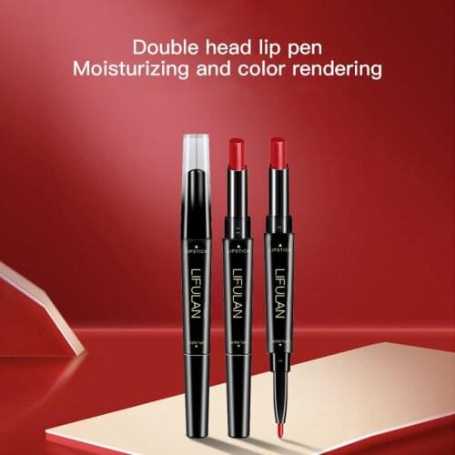 2 In 1 Matte Lipstick Lip Liner Lipliner Makeup Waterproof Lipstick Pen Long Lasting Lip Pencil Makeup Lips Cosmetic TSLM1