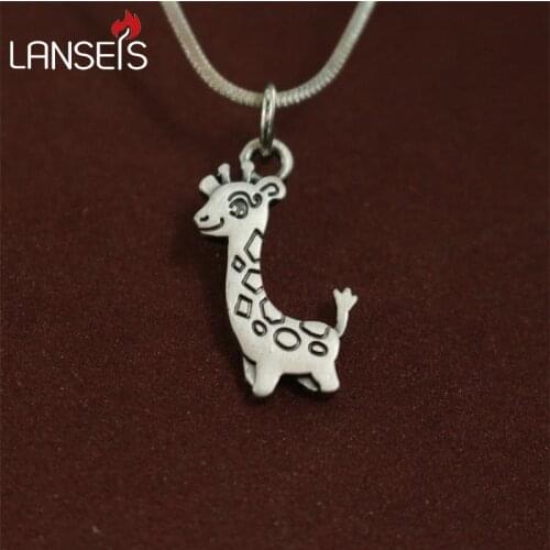 Lanseis 20pcs wholesale tiny Cute Cartoon giraffe pendants for women necklace Animal jewelry Simple necklace gift for friend