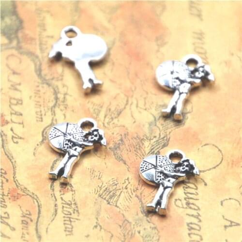25pcs/lot girl with beach ball charm Antique Tibetan silver tone beach Charms Pendant 14x19mm