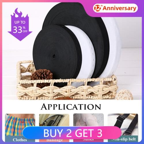 3 Meter Buttonhole Elastic Bands Rubber Ribbons Black White DIY Clothing Webbing Garment Sewing Accessories