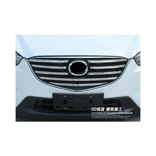 9Pcs ABS Chrome Front Grill Grille Cover Trim For Mazda CX-5 2015-2016