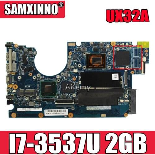 Akemy UX32A Motherboard For Asus UX32V UX32VD UX32A Laptop motherboard UX32A Mainboard I7-3537U 2GB 90R-NYOMB1900Y