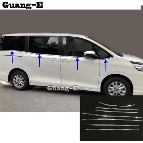 Car Sticker Garnish Pillar Window Middle Strip Trim Frame Lamp Hood For Toyota Noah Voxy 80 Series 2014 2015 2016 2017 2018