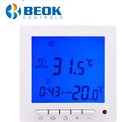 Beok Water Underfloor Heating Thermostat Weekly Programmable Room Temperature Controller Thermostat with White Backlight
