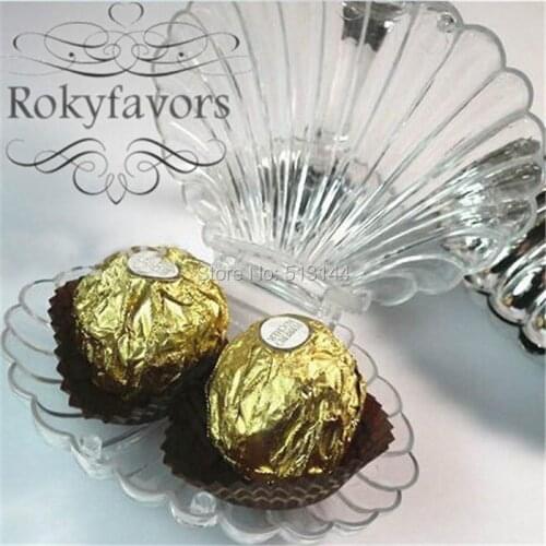 FREE SHIPPING 24PCS Shell Candy Boxes FavorsHolders Baby Shower Childrens Days Gifts Souvenir Events Party Gifts Ideas