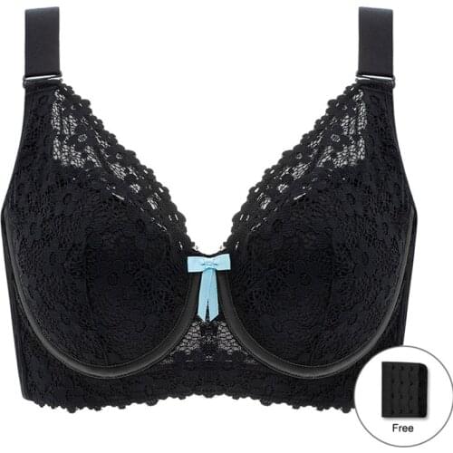 Plus Size Womens Full Coverage Underewire Lace Embroidery Lightly Padded Push Up Minimizer Bra 34 36 38 40 42 44 46 B C D E F G