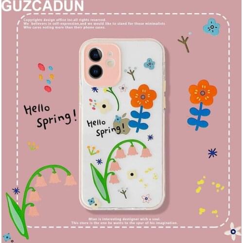 Phone Bag for Iphone 12 Pro Case Fresh Flower Clear Soft TPU Cases for Iphone 11 Pro Xs Max 7 8 Plus Xr X SE 2020 Cover Fundas