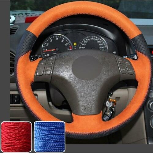 Orange Stitch Wrap Kit Steering Wheel Cover For Mazda 3 M6 04-09 Mazda 5 06-10 Super Soft Non-slip Durable Car Interior