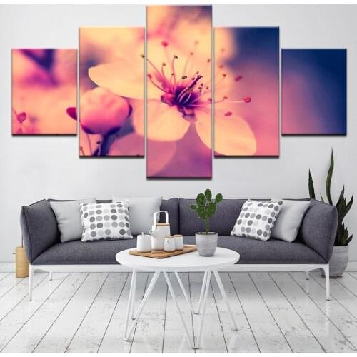 Home Decor HD Print Canvas Painting Modular Pictures 5 Pieces Blossom Flower Pastel Retro Poster Living Room Wall Art Frame