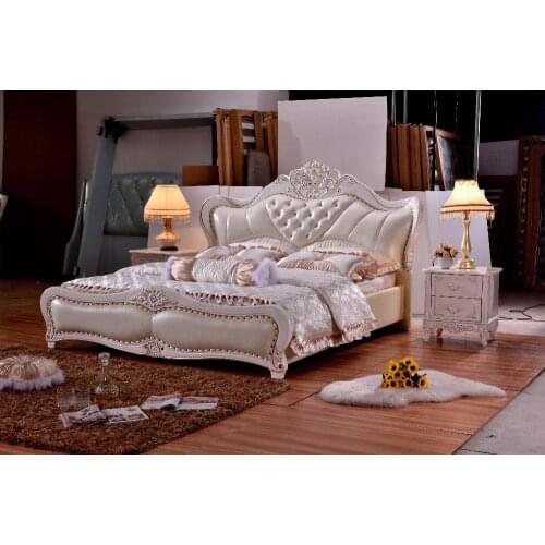 Europe and America Genuine leather bed frame Modern Soft Beds Home Bedroom Furniture cama muebles de dormitorio / camas quarto