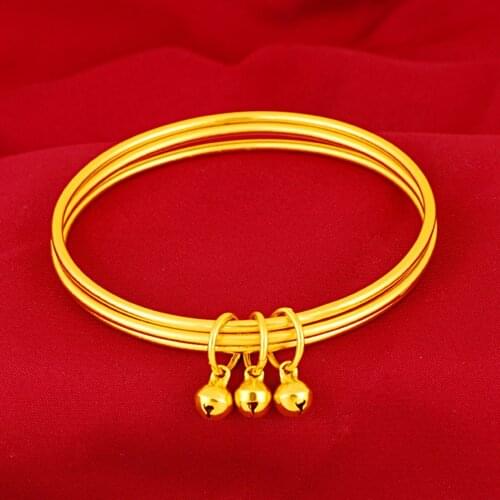 Smooth Bangle Girl Female Yellow Gold Filled Classic Women Bracelet Jewelry Gift
