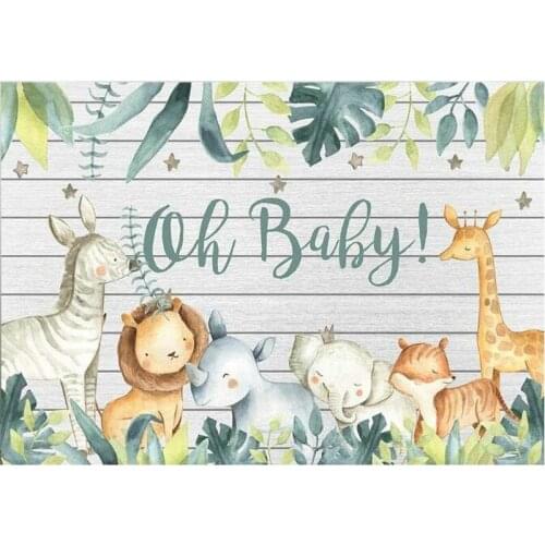 Wild One Animals Oh Baby Backdrop Gray Wooden Board Photography Background Celebration Photo Booth Studio Decor