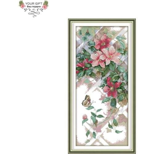 Joy Sunday H677 14CT 11CT Counted and Stamped Home Decoration Butterfly over Flowers Cross Stitch