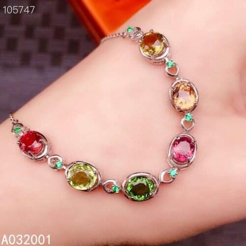 KJJEAXCMY fine jewelry natural Tourmaline 925 sterling silver new women gemstone hand bracelet support test exquisite