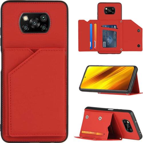 For Xiaomi Poco X3 PU Leather Armor Case For Xiaomi Poco X3 Pro Case Business Credit Card Holder Flip Cover PocoX3 NFC Coque