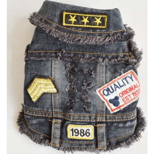 Cool Denim Dog Jacket ubranka dla psa Winter Dog Coat Retro Pet Jeans Vest Cowboy Clothes for Small Dogs Yorkshire Drop Shipping