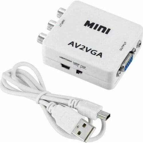 New Mini AV2VGA Video Converter HD RCA CVBS AV to VGA Video Converter Conversor Adapter with 3.5mm Audio to PC HDTV Converter