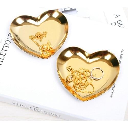 MRZOOT Nordic Style Jewelry Plate Heart Shaped Tray Storage Gold Ins Home Decoration