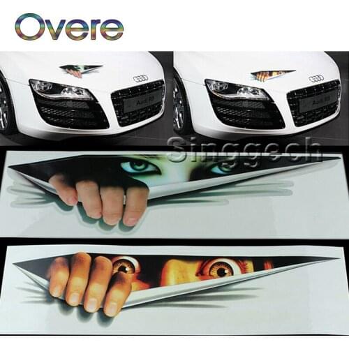 Overe 1PC Car stickers 3D Eyes Peeking Monster Styling For Ford Focus 2 3 Fiesta Mondeo MK4 Ranger Toyota Corolla chr RAV4 yaris