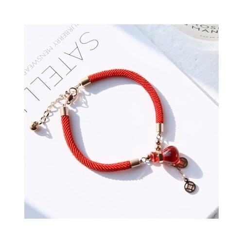 YUN RUO 2018 New Arrival Lucky Money Bag Red Bracelet Fashion Elegant Woman Gift Rose Gold Color Titanium Steel Jewelry Not Fade