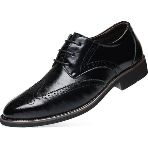 Mazefeng Retro Bullock Design Men Business Formal Shoes Classic Pointed Toe Leather Shoes Men Oxford Dress Shoes Big Size 38-48