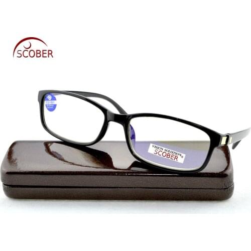 SCOBER = Top Quality Anti Blue Reflective Coated Reading Glasses Hand Made Frame Delicate Hinge Spectacles +0.75 +1 +1.75 To +4
