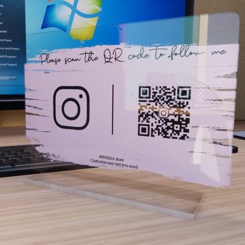 Personalized Facebook Instagram Snapchat Company Store Logo, Shop Name Sign, Custom Mirror Acrylic Hexagon Shape Table Sign