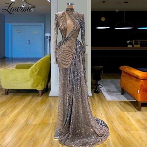 Illusion Sequin Transparent Party Dress Mermaid Prom Dresses Hot Sexy Pageant Party Gowns 2020 African Celebrity Evening Dress