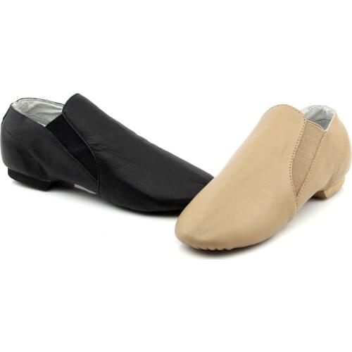 Genuine Cow Leather 1st layer Twin Gore Sandals Slip on Jazz Dance Shoes Women Ballet Jazzy Dancing Sandals Excercise Gym