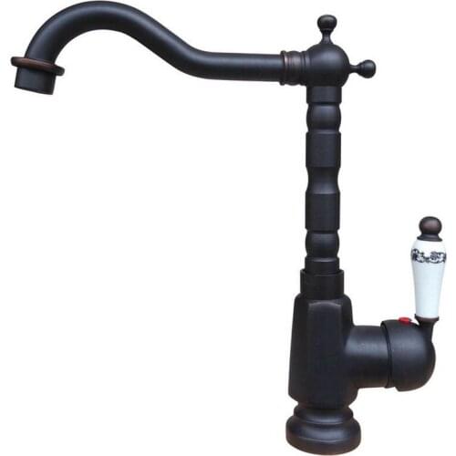 Black Oil Rubbed Bronze Kitchen Wet Bar Bathroom Vessel Sink Faucet Mixer Tap Single Hole Swivel Spout One Handle mnf334