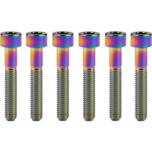 6 Pcs Titanium Bolts M6 X 10 15 18 20 25 30 35 40 45 50 55 60 65mm Stigma Screws for Bike Seatpost Headset Brake Ti Fastener