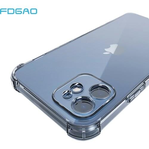 Thick Shockproof Silicone Clear Phone Case For iPhone 12 11 Pro Mini XS Max X XR 7 8 Plus Soft Bumper Lens Protection Back Cover