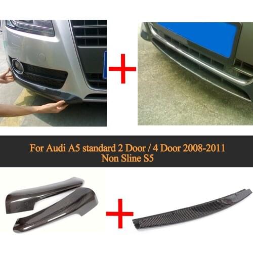 Carbon Fiber Front Bumper Lip Spoiler Wing With Side Diffuser Splitter for Audi A5 standard 2 4 Door 2008-2011 Non Sline S5