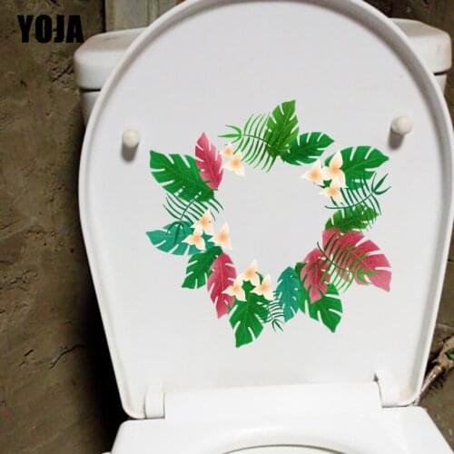 YOJA 23X23CM Hand Painted Botanical Wreath Bathroom Toilet Sticker Home Wall Decor Decal T1-1218