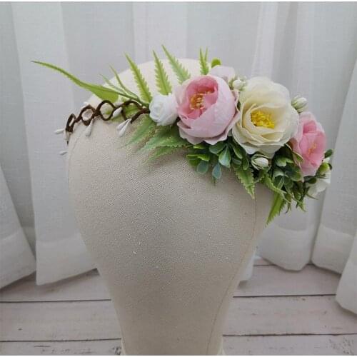 Women Girl Flower Crown Festival Headband Women Wedding Hair Accessories Girl Floral Garland Bridal Wedding Floral Headwear