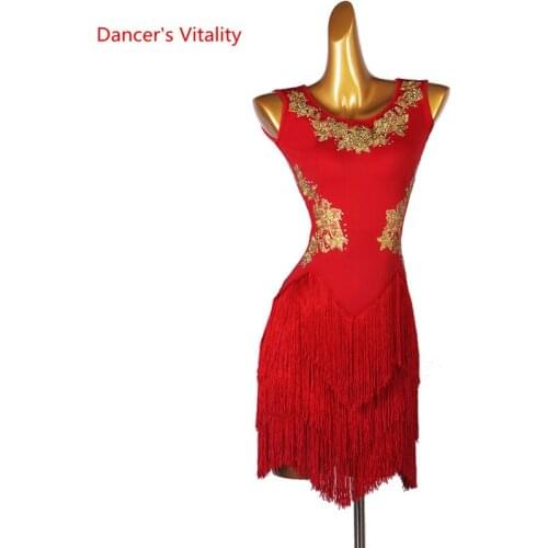Latin Dance Competition Clothing Dress for Women Latin Dancing Embroidery Fringed Dresses High-End Custom Chacha Dance Outfit