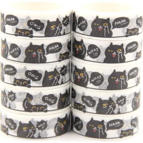 10PCS/lot 15MM*5M Cute Kawaii Adorable Cat Adhesive Paper Washi Tape Masking Tape DIY Scrapbooking Stick Label