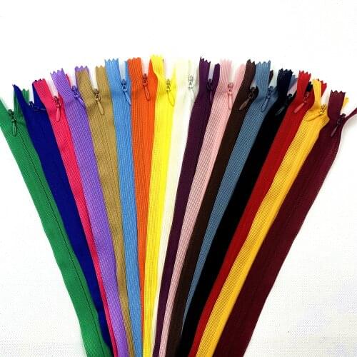 10Peças #3 35 cm (14 polegada) nylon invisível suave tulle zipper da bobina de costura