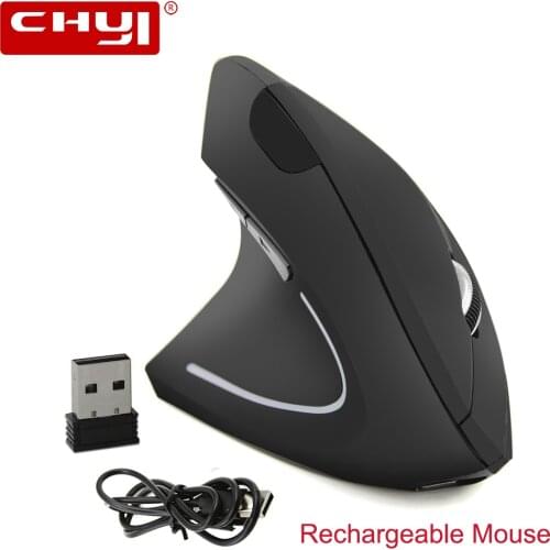 2.4G Rechargeable Wireless Vertical Mouse Ergonomic Left Hand Mice 1600DPI USB Optical Computer Mouse with Mouse Pad for Laptop