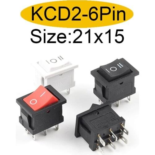 5/10Pcs Rocker Switch 2/3 Position 6PIN 6A/250V 10A/125V Electrical Equipment With Light Power Switch Boat Power Rocker Switch