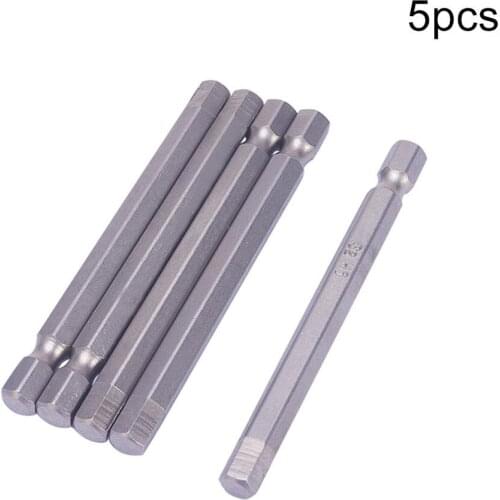 Utoolmart Durable 5Pcs 1/4" Shank Hex Tip Magnetic Screwdriver Bits S2 Hexagon Screwdriver Set 75mm Length